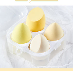 INA Beauty Shop New 4Pcs Makeup Sponge Beauty Blender with Egg Case with 4 Pcs Powder Puff Triangle Soft Powder Sponge Reusable Cosmetic Foundation Wet Dry Makeup Set Multi-colored