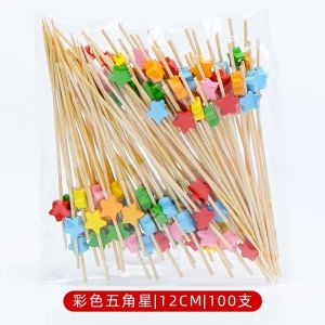 Stirrable Bamboo Fruit Picks - 100Pcs Food Safe No Burr Long Skewers for Cocktail Fruit Salad