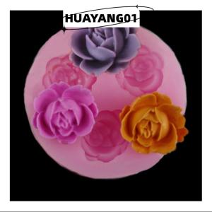 HUAYANG01 [HOT FASHION] แม่พิมพ์ซิลิโคนฟองดองรูปดอกกุหลาบ3D ตกแต่งเค้กแม่พิมพ์อบน้ำตาลปั้นช็อคโกแลต