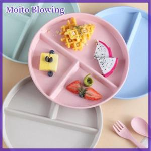 Moito Three-Grid Western Compartment Plate For Food Fruit Salad Divided Plate Wheat Straw Diet Meal Plate Food Tray Kitchen Dinnerware
