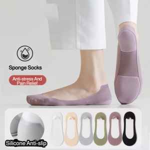 Womens Invisible Ice Silk Boat Socks Reduced Pressure Sponge Pad Short Socks Women Forefoot Pad Shallow Non-Slip