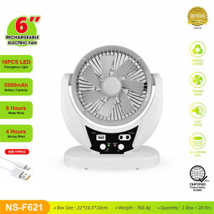 Solar Power Electric Fan And Rechargeable Electric Fan Stand Fan With 2 Bulbs & Solar Panel