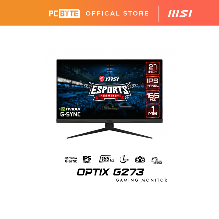 MSI Optix G273 27" Full HD IPS 165Hz 1ms Night Vision Nvidia GSync Gaming Monitor Lazada