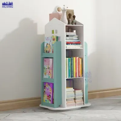 🌟SG STOCK🌟Childrens Mobile Book Rack Cabinet Book shelf 3-Layer Rotating 360 ° Books Organizer For Kids