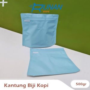 Kemasan Plastik Klip Biji Kopi - Pouch Zip Coffee Bean Bag Biru 500g