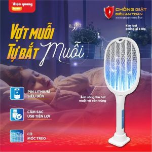 Vợt muỗi tự động kiêm Đèn bắt muỗi 2 trong 1 tự động sạc điện vợt bắt muỗi thông minh Điện Quang Bảo Hành 12 tháng