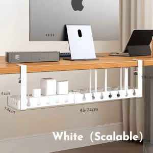 Under Table Storage Metal Wire Organizer Storage Under Table Storage Rack No-Drill Cable Basket Adjustable Cable Tray