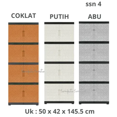 LEMARI PAKAIAN PLASTIK SUSUN 4 SERBAGUNA TABITHA PEONY [TABBOX]