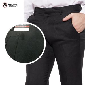 Celana Formal Panjang Slimfit Pria Kantor Bahan Kain Gabardin Saku Model Jeans Warna Hitam 27-36