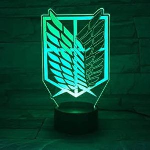 Attack on Titan Logo Anime 3D Acrylic LED Lamp Night Table Desk Lamp Gifts Personal Use Single and Multicolor lights