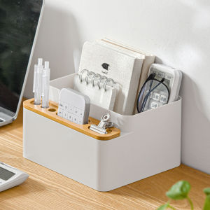4 Grid Multifunctional Storage Organizer Box Holder with Front Accessories Slot Living Room Bathroom Kitchen