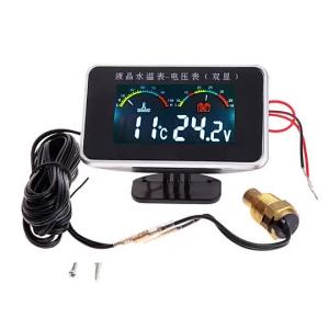 12V 24V Car Water Temperature Meter  Voltmeter Gauge 2in1 Temp Voltage Meter 17mm Sensors