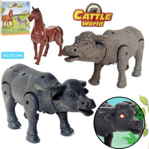 Cattle World Animal Buffalo Music And Light Mainan Kerbau Walking Animal Toys