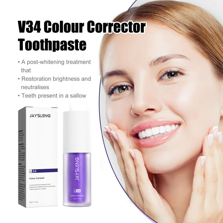 Jaysuing Purple Toothpaste Whitening Color Corrector Removes Yellowing ...