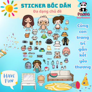 (73B)Bộ Avatar Sticker đồ chơi bóc dán ngôi nhà búp bê giấy giúp bé tự lắp ráp