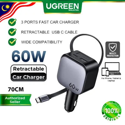 UGREEN 145W/90W/60W Retractable Car Charger Nexode PD USB C Type C USB A Fast Charging iPhone 17 Pro S25 iPad Macbook