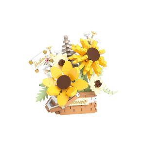 Hand-held Portable Flower Brick Garden Bouquet Basket Bag Building Block Gift Present Decoration Toy