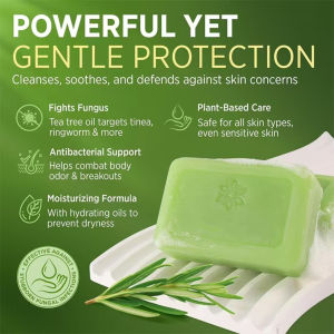 【24H Fast delivery】Loravey Tea Tree Oil Soap 3PCS All-Natural Soap for Men & Women Gently Exfoliates Cleans Pores relieves Skin Discomfort & Promotes Fresh Feeling