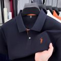 Men Summer Polo Shirt Business Casual Short Sleeve Loose Fit Tshirt Solid Color Embroidered Collar Top. 