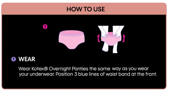 Kotex Overnight Anti-Leakage Protection Panties L/XL size 2 pieces