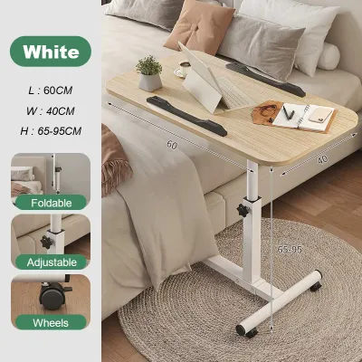 Adjustable Bedside Laptop Table Sofa Side Table With Wheels Lifting Table Portable Movable Computer Table