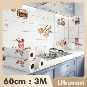 60CMx300CM Wallpaper Dapur Tahan Lantai Vinyl Marbel Granit Stiker Lemari Cabinet Marbel