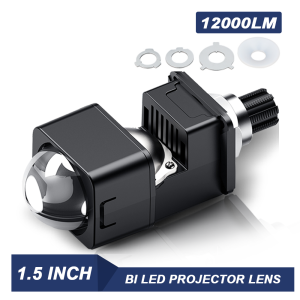 Lupuauto 1.5นิ้ว รถยนต์รถจักรยานยนต์ LED หัวโปรเจคเตอร์ใส่โคมไฟหน้ส ไฟหน้าโปรเจคเตอร์ชุด Hi-Lo ไฟ ไฟมินโปเจ็คเตอร์ H4 H7 9005 9006 ไฟหน้าอุปกรณ์เสริมอัตโนมัติ 6000K 12000LM