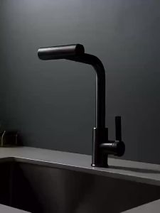 Black Kitchen Faucets Gray Pull Out Rotation Waterfall Stream Sprayer Head Sink Mixer Brushed Nickel Water Tap Accessory