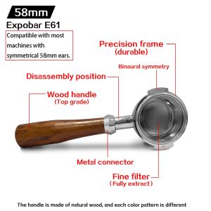 【SG Ready】Coffee 58mm Bottomless Portafilter（2 Ear） for Espresso Coffee Machine Compatible with E61 coffee maker：Gemilai Milesto Expobar Pancilio Silva Rocket Ascaso Sanremo Ottima Casadio Royal Kitsilano Raeeca.No Base Filter Holder