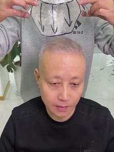 100% Human Hair Full Wig Mens Short Hair Handsome Real Hair Middle-aged and Elderly Mens Real Hair Wig Natural Looking Straight Wig Cover White Hair Gift For  Father