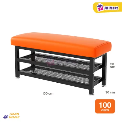 JH MART Rak Sepatu Duduk Sofa 2 Susun Besi Kokoh Bangku Sepatu Minimalis Multifungsi Ruang Tamu