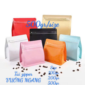 (500GR/SIZE) TÚI ZIPPER 8 CẠNH CAFE SIZE NGANG (ĐỰNG 150GR 250GR 500GR)