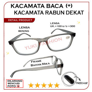 kacamata baca plus (+) kacamata baca untuk jarak dekat pria dan wanita +1.00 sampai +3.00 Frame Mika Premium Warna Abu Fashion Terbaru