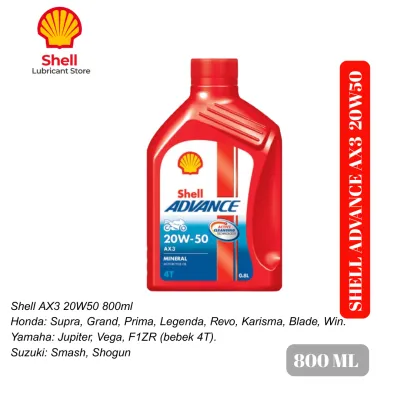 Oli Shell 4T AX3 20W50 800 ML Untuk Honda Grand Supra Karisma Revo Jupiter Vega Smash dll