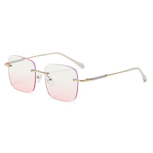 【-0°~-500°】Rimless Anti-Blue Light Myopia Glasses Men/Ladies Anti-Fatigue Anti-Radiation Glasses