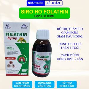 Siro ho Folathin syrup hộp 01 lọ 120ml hỗ trợ giảm ho giảm đờm giảm đau họng