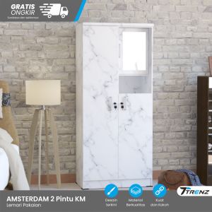Trenz Furniture - lemari pakaian minimalis lemari kayu gantung dengan cermin rak kosmetik