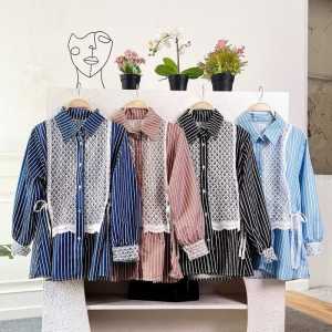 ATASAN KEMEJA WANITA TERBARU ARUMI BLOUSE SALUR KOMBINASI BRUKAT PREMIUM