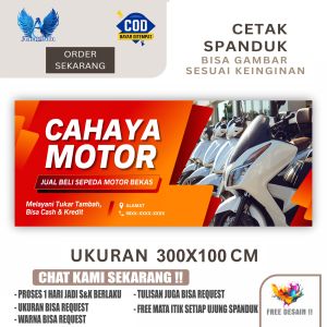 Cetak Spanduk Banner SORUM JUAL BELI MOTOR Ukuran 300X100 cm Bisa Request