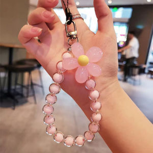 Macaron colored petal mobile phone lanyard Hand beaded mobile phone chain wrist strap