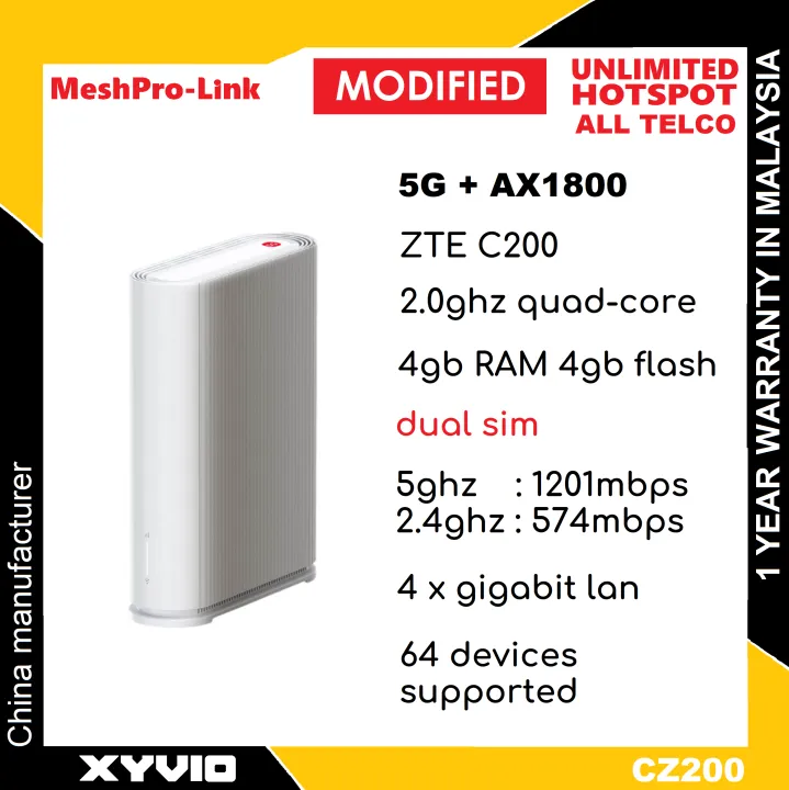 MESHPRO-LINK CZ200 Dual-Sim AX1800 5G Modem Router
