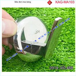 Móc đơn Inox 304 KAG-MA103 đế tròn Móc vát 1 treo quần áo cao cấp màu sáng bòng dùng cho khách sạn shop hàng chuẩn VN chất lượng cao