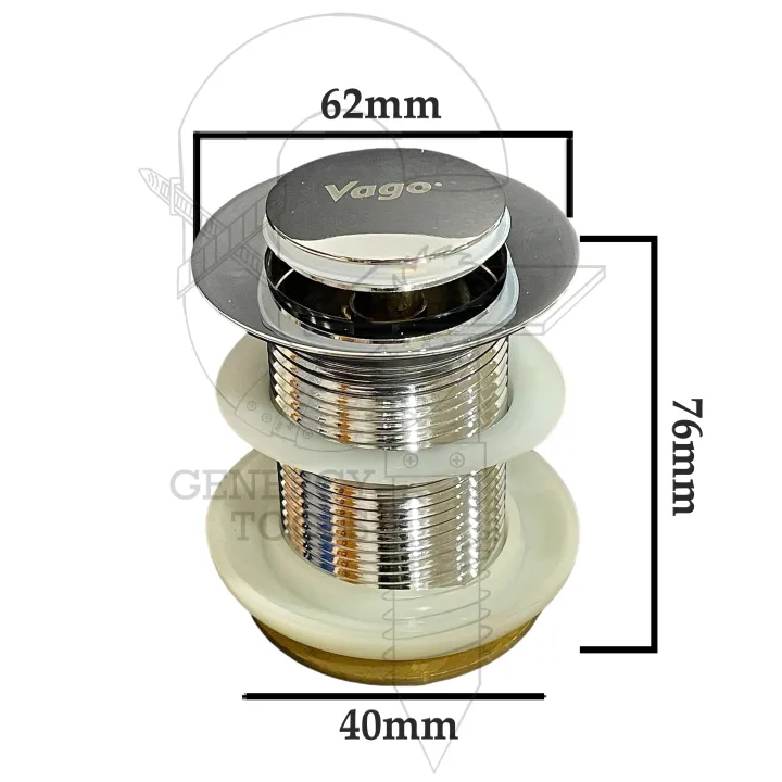 (GENERGY TOOLS) VAGO PUSH BUTTON BASIN WASTE COPPER BRASS WAS-03 (NON ...