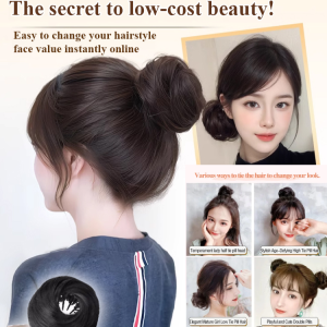 Wig Female Pill Head Wig Hair Accessories Lazy Fluffy Wig Package Birds Nest Hairstyle Wedding Updo Essential Invisible Hair Volumizer Bun Hairpiece Hair Donut Breathable Mesh No Slip Grip Thin Hair Rescue Tool