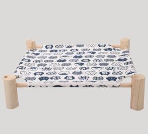 Moisture-proof Dog Cat Bed Elevated Wooden Frame Pet Hammock Portable Washable Cotton Canvas