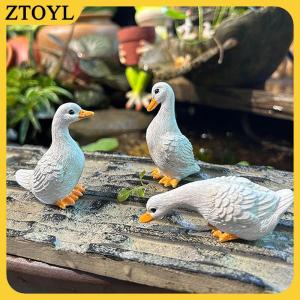 ZTOYL 3 cái dễ thương màu trắng vịt thủy canh hoa sen Nồi Retro nhựa Tượng điêu khắc ngoài trời cho nhà văn phòng bàn vườn bàn trang trí nội thất trang trí