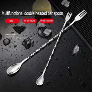 12 Inch Bar Spoon 304 Stainless Steel Stirring Spoon Cocktail Stick Milk Tea Stirrer Milktea Bar