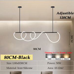 Modern Chandelier 200CM Dining Chandelier Musical Note Chandelier Modern Design Simple Bedroom Chandelier Luminous Silicone Tube Decorative Chandelier