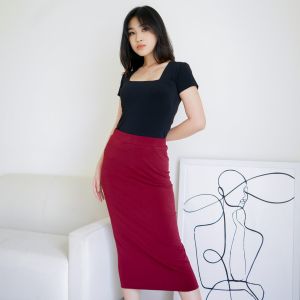 KAYSER Gamze Rok Wanita Midi Size S-L Jersey Spandex Sutra Womens Skirt Double Layer 558G