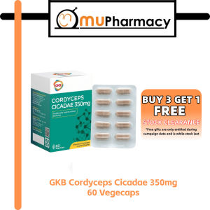 buy 3 get 1 [mupharmacy] GKB Cordyceps Cicadae 350mg 60 Vegecaps - Eye Care Relief Dry Eye Strain Intraocular Pressure  Authentic Product